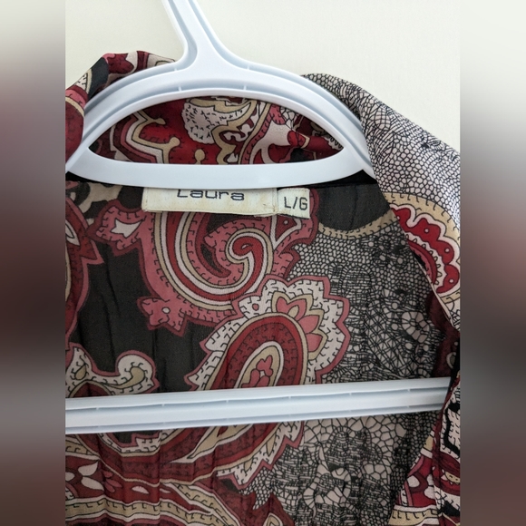 Vintage Paisley Print Ruffle Button Dow Shirt Blouse - Picture 4 of 6